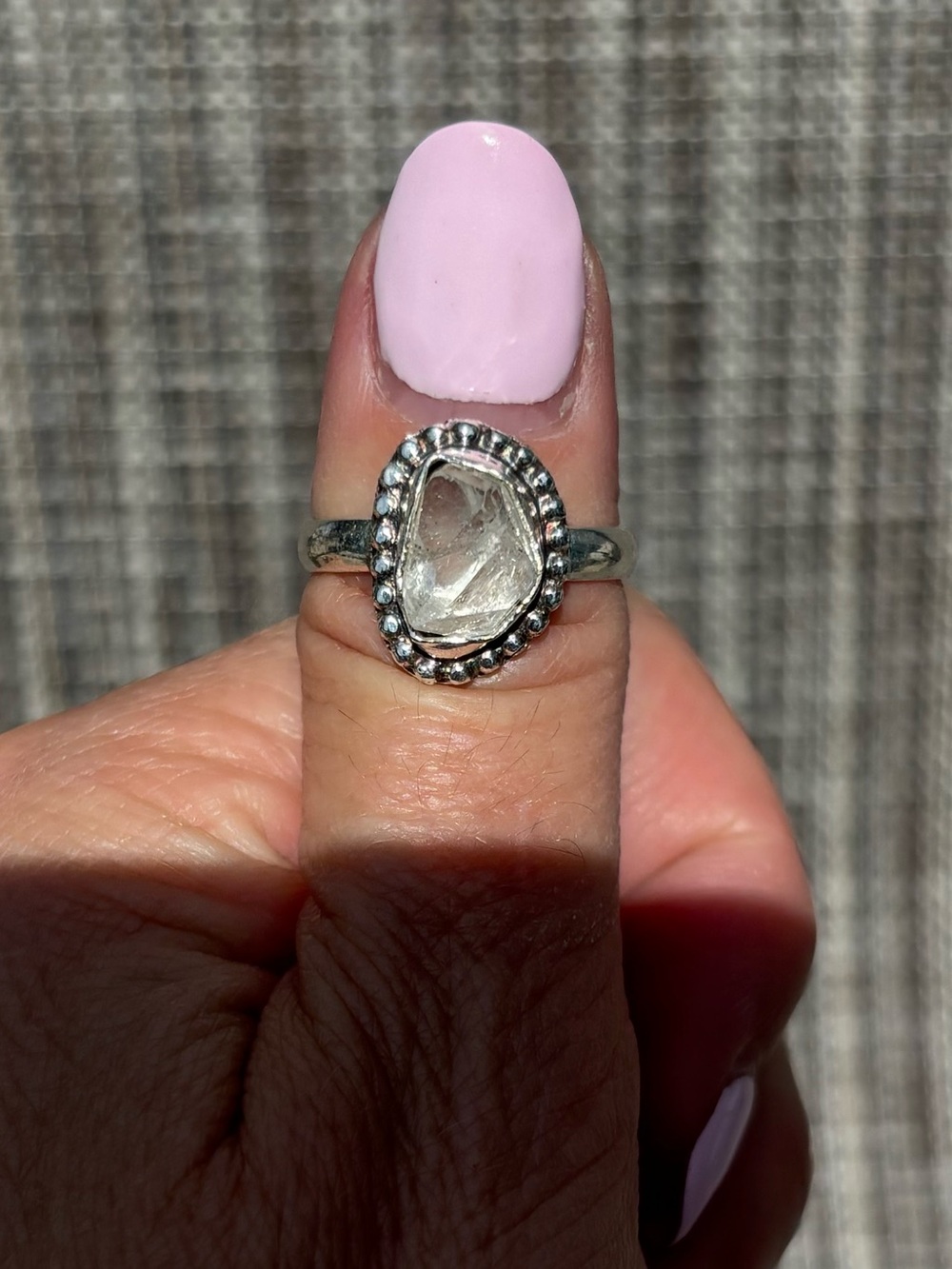 Sterling Silver Herkimer Diamond Ring - Size 7.75